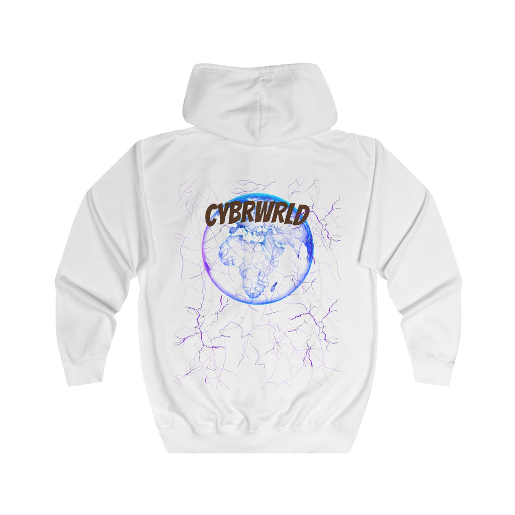 Cybrwrld Full Zip Hoodie-White Lightning