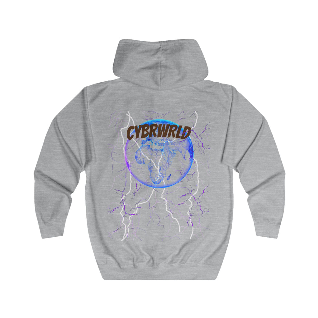 Cybrwrld Full Zip Hoodie-White Lightning